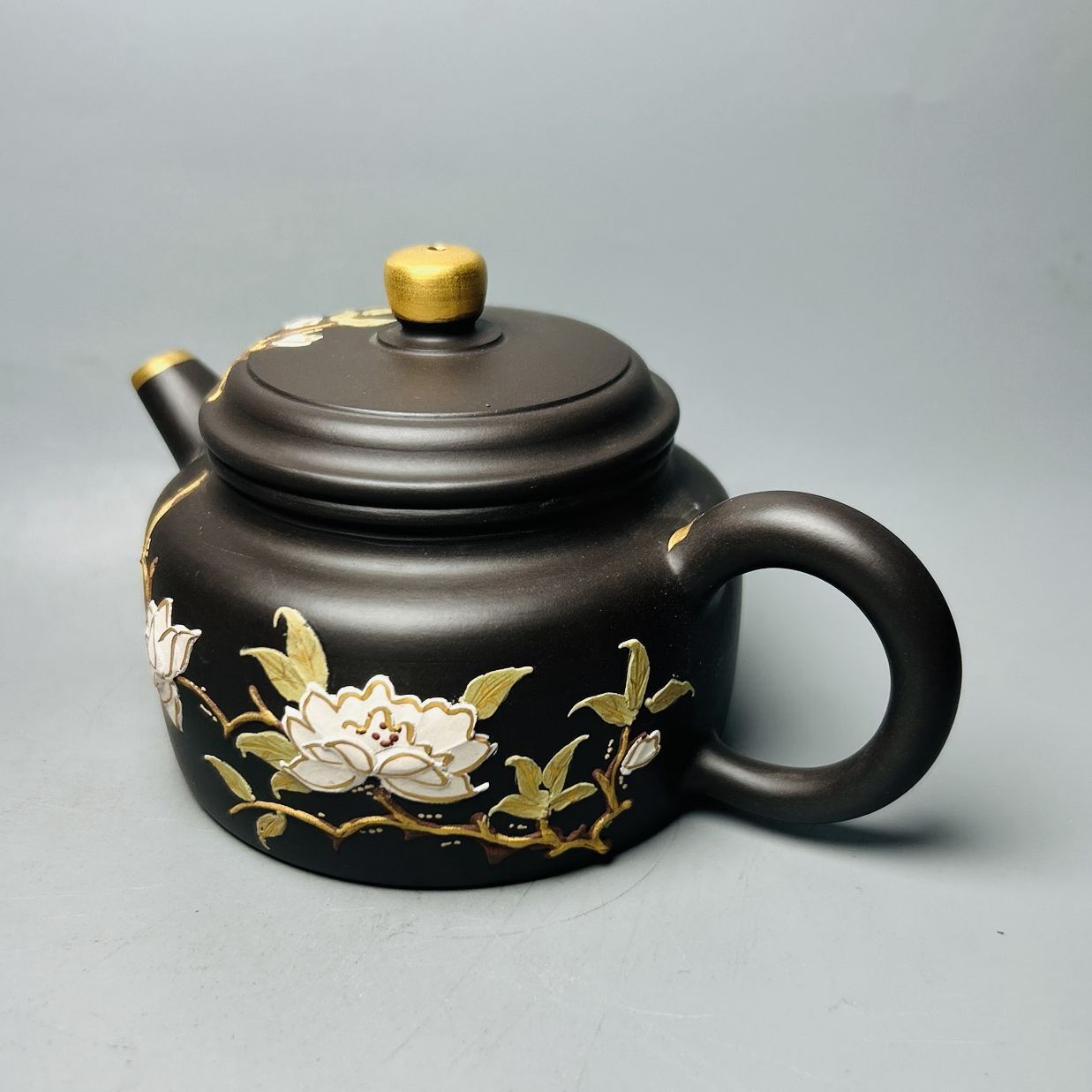 Vintage Chinese Yixing Purple Clay Teapot Zisha Ceremony Painted Nice Teaware