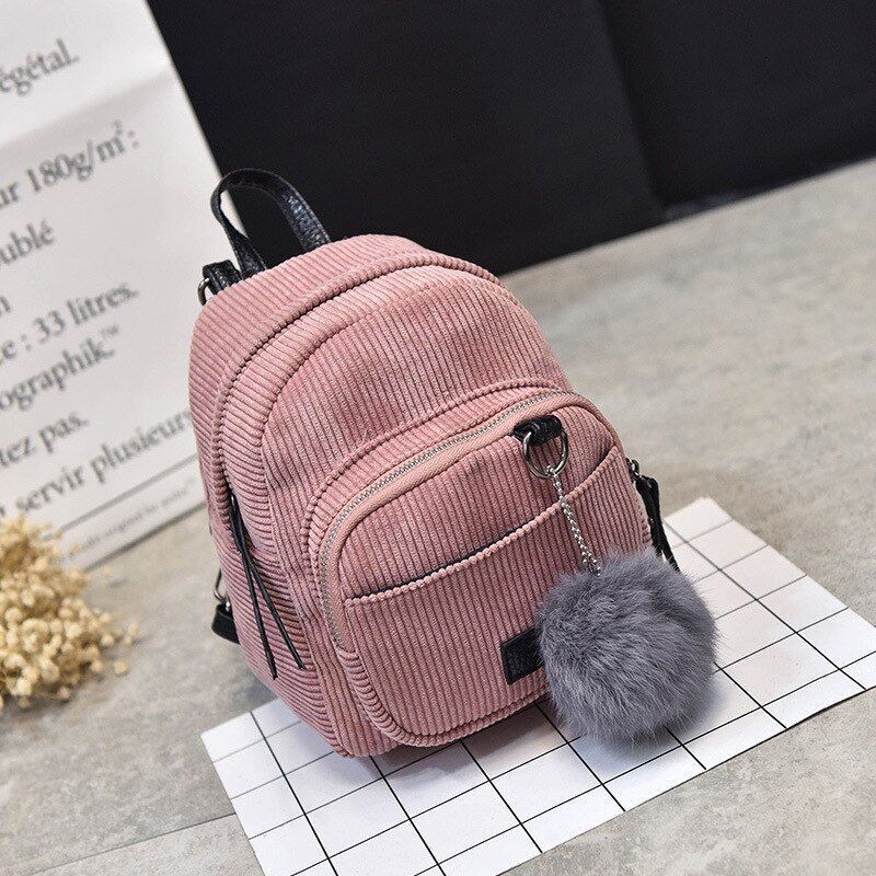 Backpack Corduroy Crossbody Bags Striped Soft Cloth Shoulder Purses 15*21*11 CM