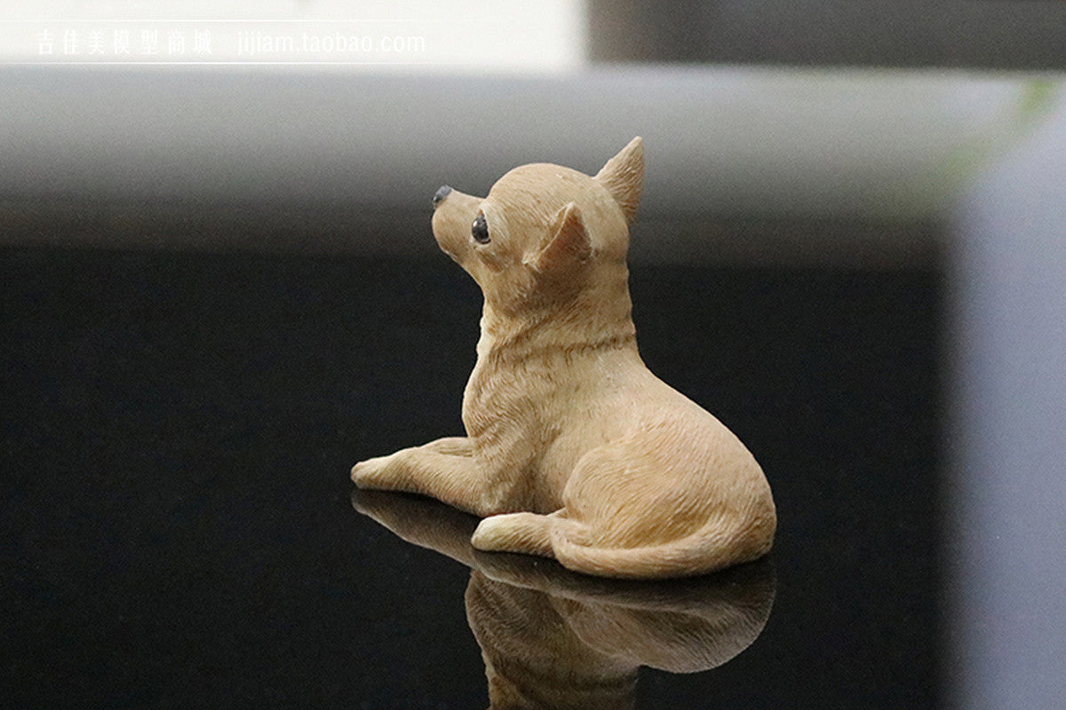 3.34" Resin Chihuahua Brown DOG Hand Painted Figurine Statue Mini Pet Toy Gift