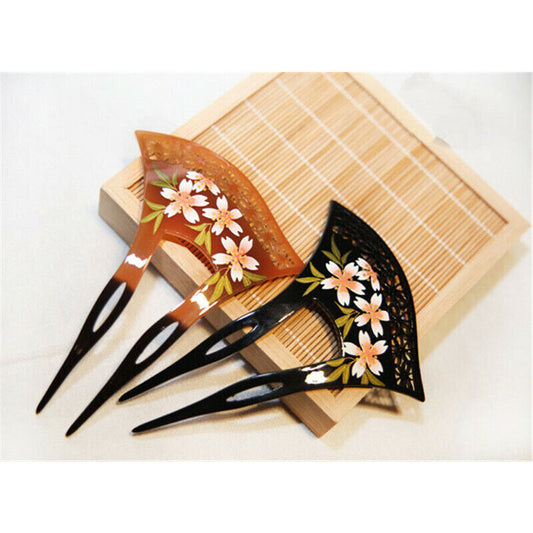 Acrylic Sakura Hollow out Hairpin Comb Kanzashi Japanese for Kimono Geisha Gift