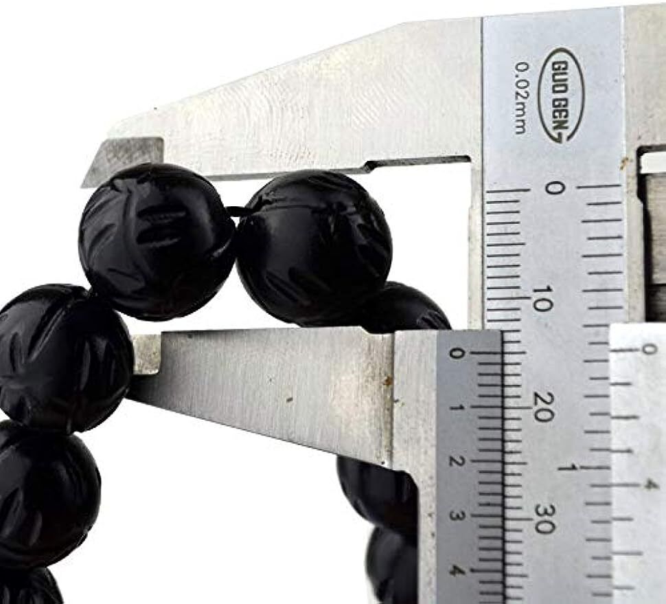 Bracelet Natural Bian Stone Black Beads 16mm Elastic Hand String for Women Men