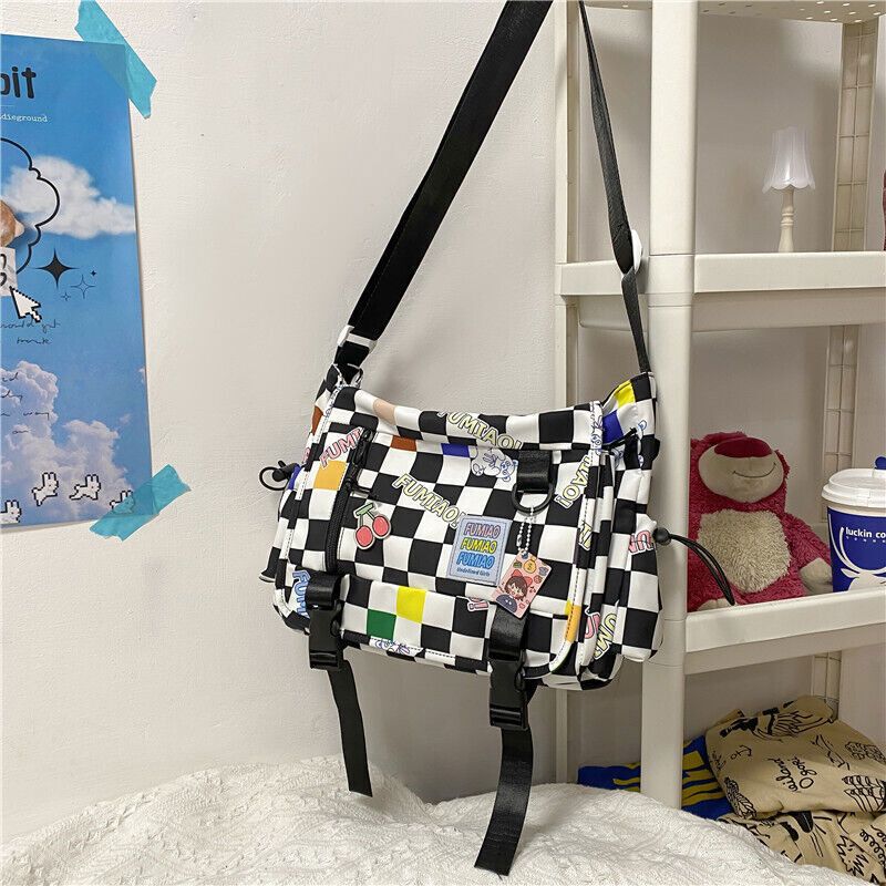 Women Plaid Messenger Bags Ladies Cover Shoulder Crossbody Bag Girls Handbags