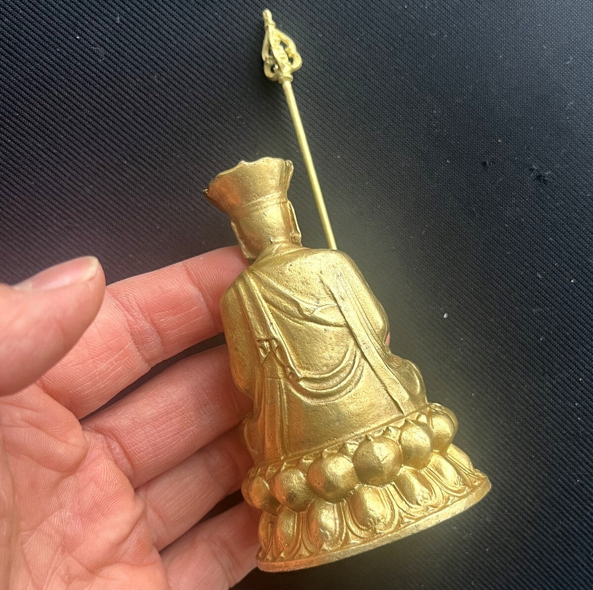Brass Ksitigarbha Bodhisattva Statue Buddhist Altar Figurine Home Shrine Decor