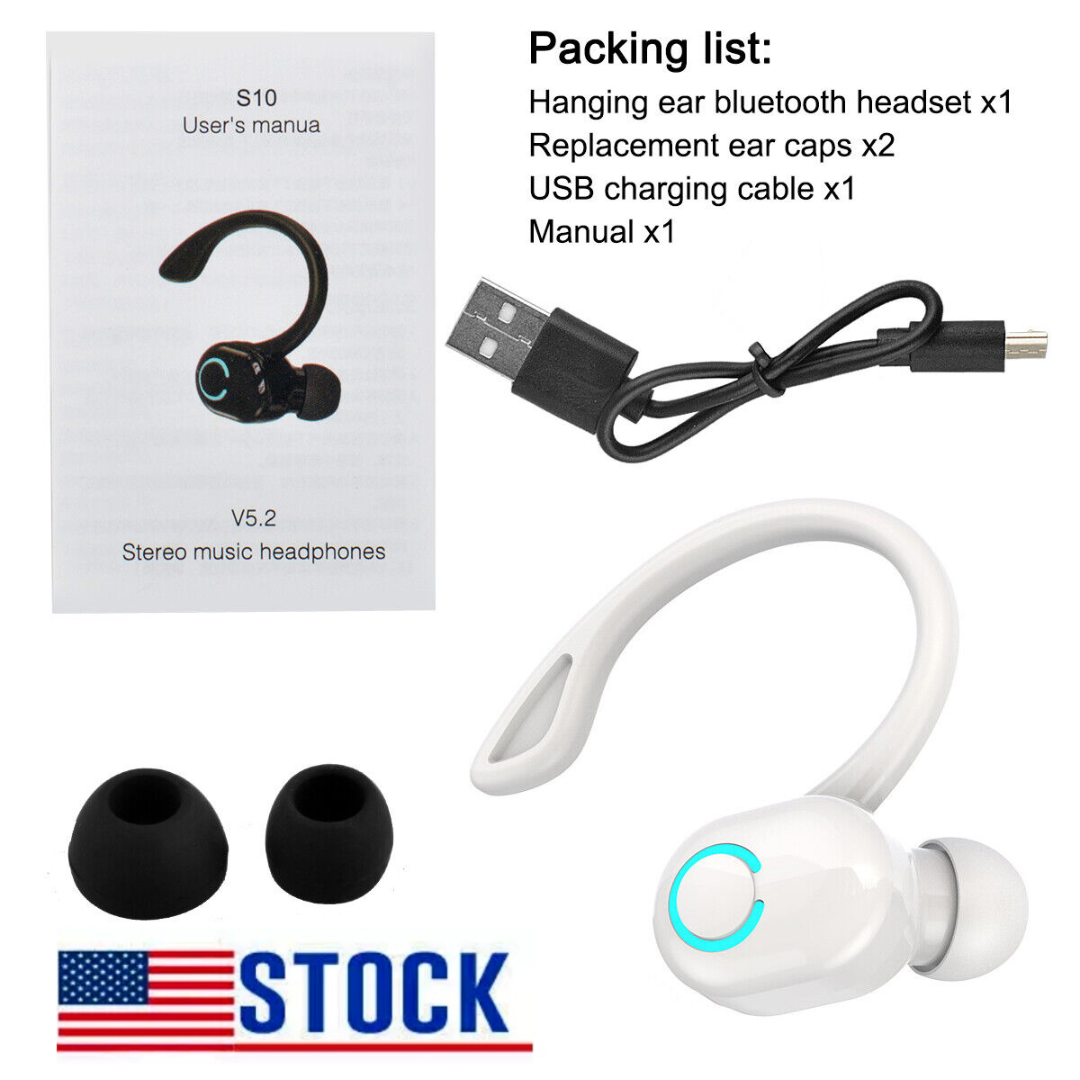 Bluetooth 5.2 Wireless Headset Driving Trucker Earbuds Noise Cancelling Earpiece