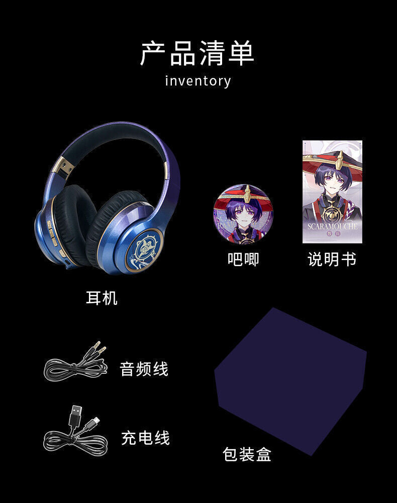 Genshin Impact Balladeer Wireless Bluetooth Headset Foldable Headphones Cosplay