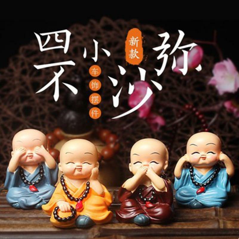 4*Car Feng Shui bless Safe Monk Ornament Auto Accessories Home Decoration