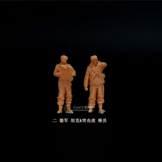 1/72 1/64 1/87 German Tank Assault Tiger Crew 2-Persons Unpainted Model Toys