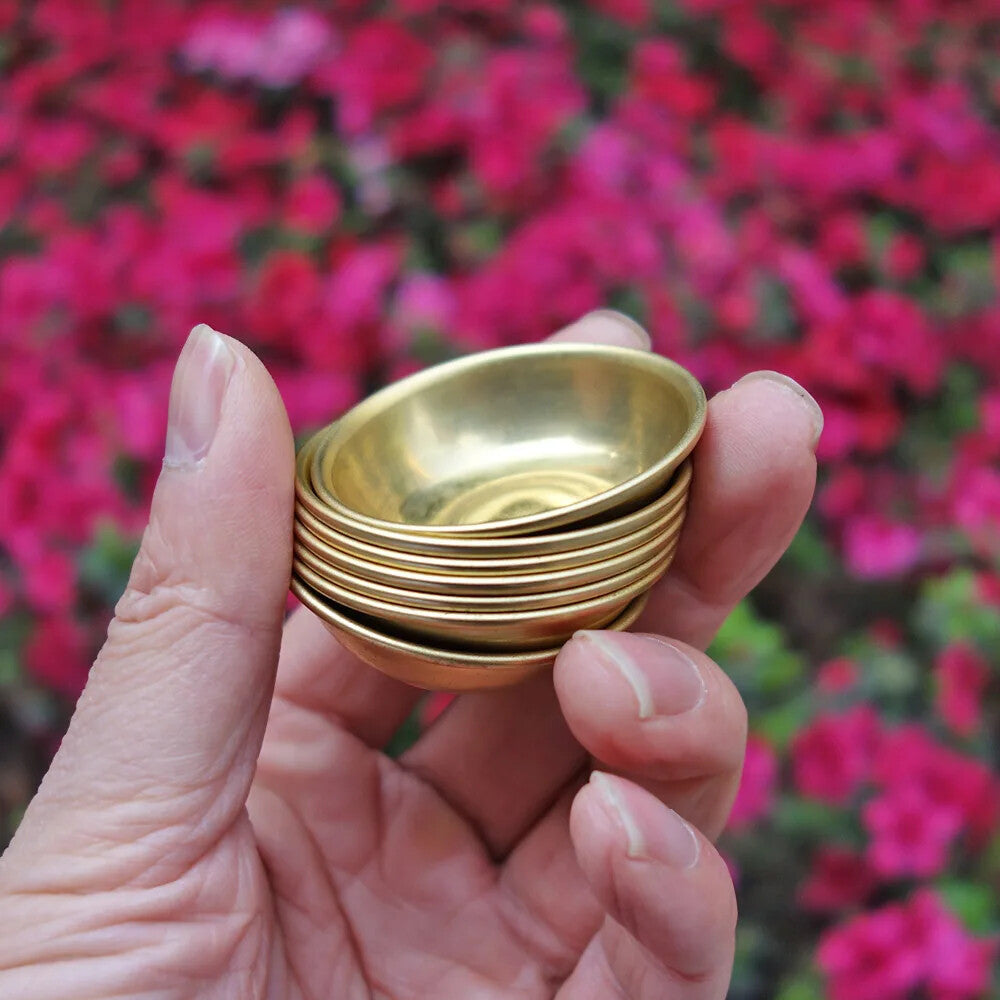 Copper Tibetan Bowl Buddha Disciples to Supply Water Meditation Brass Cup 7Set