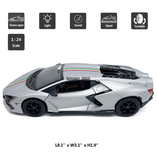 1/24 Lamborghini Revuelto Model Car Diecast Toy Cars Boys Toys for Kids Silver