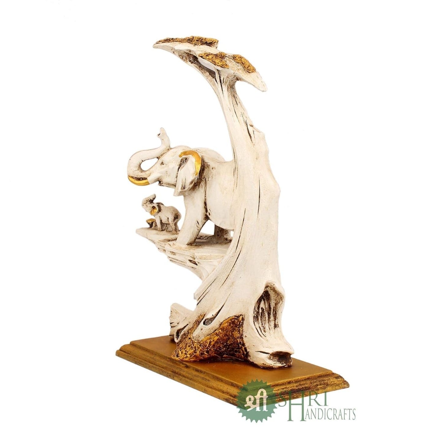 Polyresin Elephant Statue with Tree and Baby Idol Figurine Gifts for Home Decor