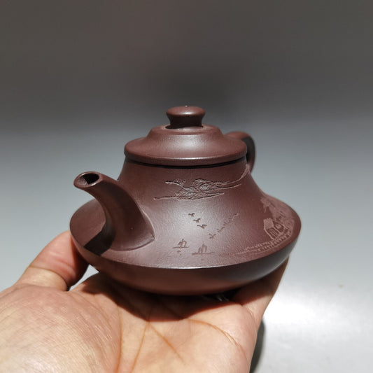 Chinese Yixing Zisha Clay Handmade Exquisite Teapot(紫云炉壶 低款:周斌)