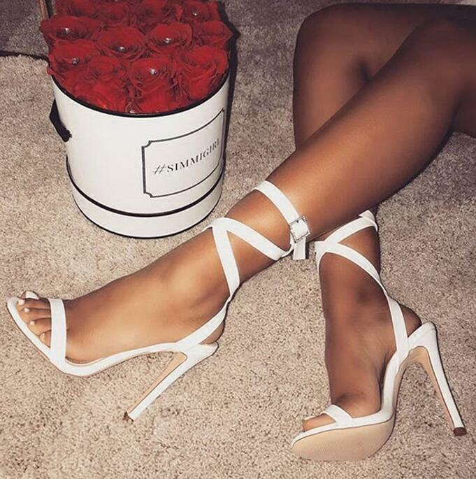 Sexy Ladies Peep Toe Strappy Buckle Sandals Shoes Pumps Party Heels Clubwear ##