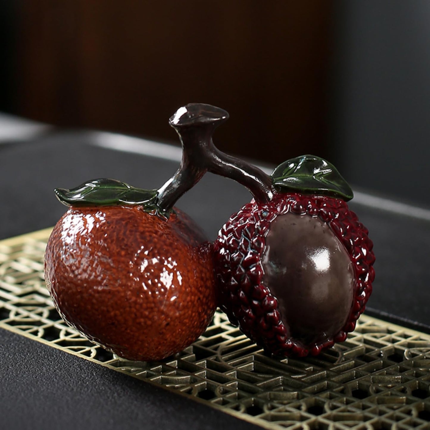Fruit Color Change Resin Tea Pet 8.5cm 3.4in Tea Play Kung Fu Tea Set Decoration