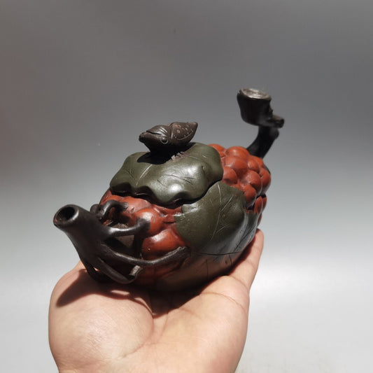 Chinese Yixing Zisha Clay Handmade Exquisite Kung Fu Tea Set Teapot (葡萄 底款:蒋蓉)