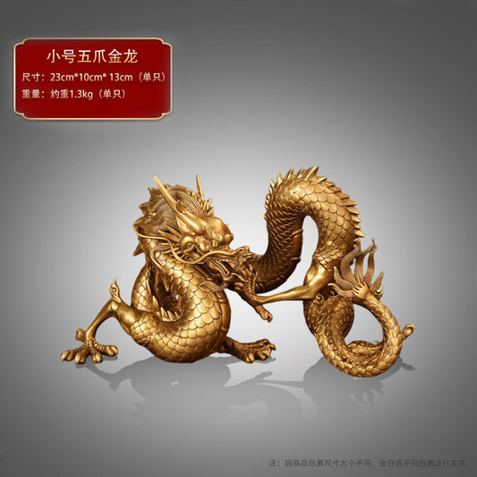 Brass Carved Dragon Statue Feng Shui Home Decor Chinese Zodiac Year Gift