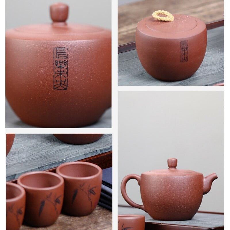 Full Handmade Tea Set True Yixing Zisha Purple Clay Original Ore Tea Pot Cup New