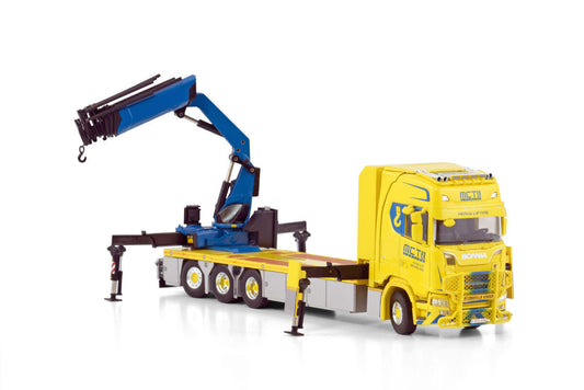 1:50 WSI MCT SCANIA S CS20H 8X4 RIGED FLAT BED TRUCK LOADER CRANE Diecast Model