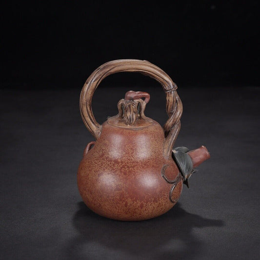 Chinese Yixing Zisha Clay Handmade Exquisite Teapot 葫芦提梁 底款:蒋蓉)