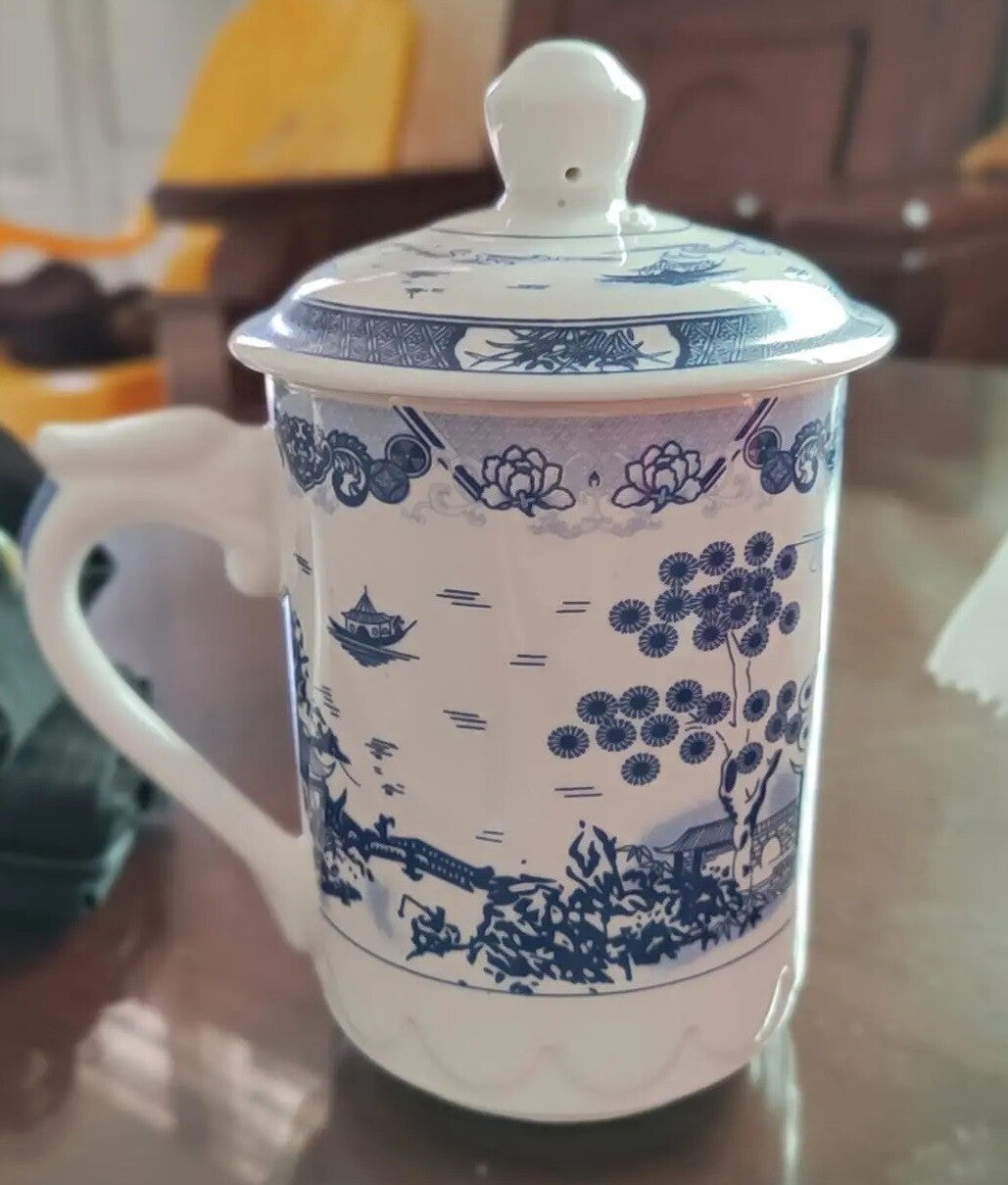 New Chinese Dragon Coffee Mug with Lid Porcelain Office China Tea Cups Gifts