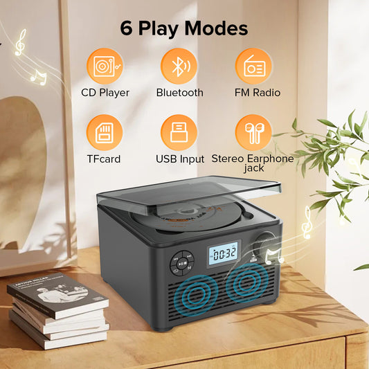CD Player Portable with Bluetooth Retro Portable CD Player Desktop CD Players