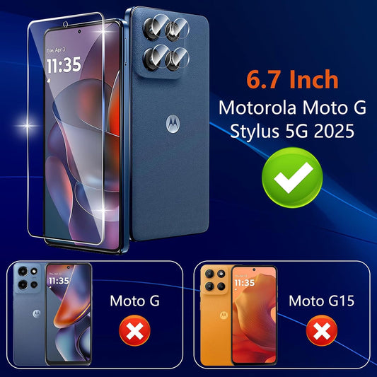 (3+2 Pack) Designed for Motorola Moto G Stylus 5G 2025 Tempered Glass Screen Pro