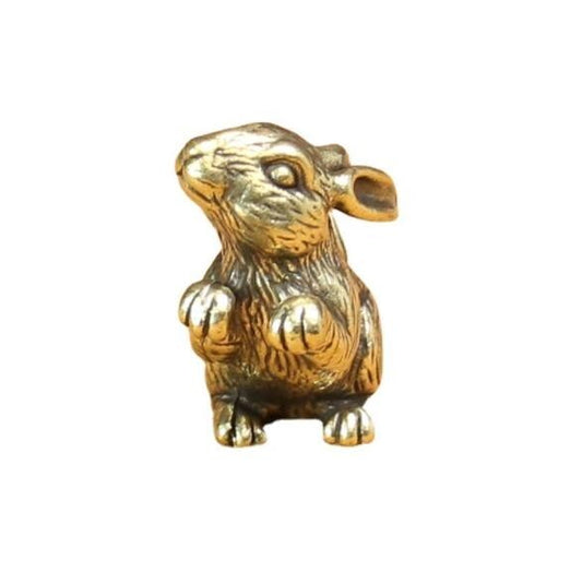 Rare Chinese Art old Brass toys rabbit Statue figure Tea Pet decoration A66