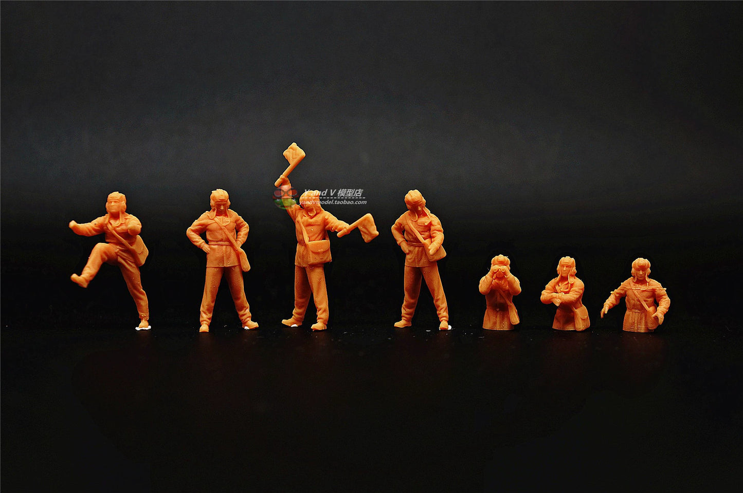1/72 1/64 1/87 WWII Soviet Tank Crew 7-Persons Unpainted Model Ornament Toys