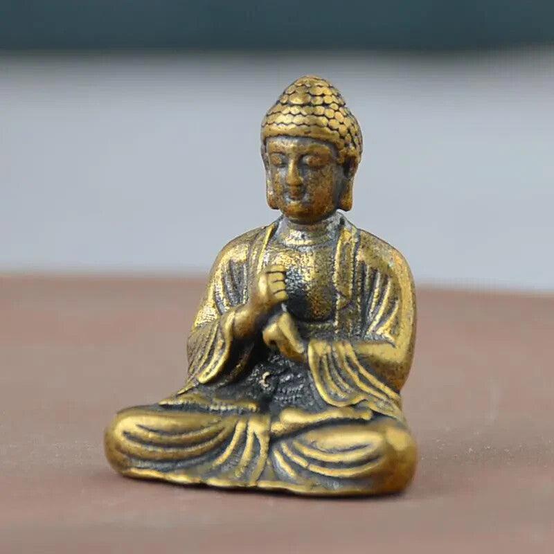 Solid Brass Rulaifo Bonze Mini Pocket Buddha Statue Table Bonsai Rockery Decor