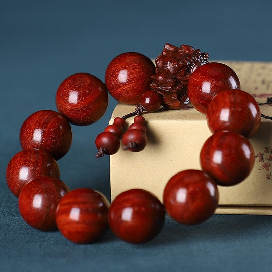 20MM Vintage Wooden Bracelet Dragon Head Beads Charm Bracelet Bangle Reiki
