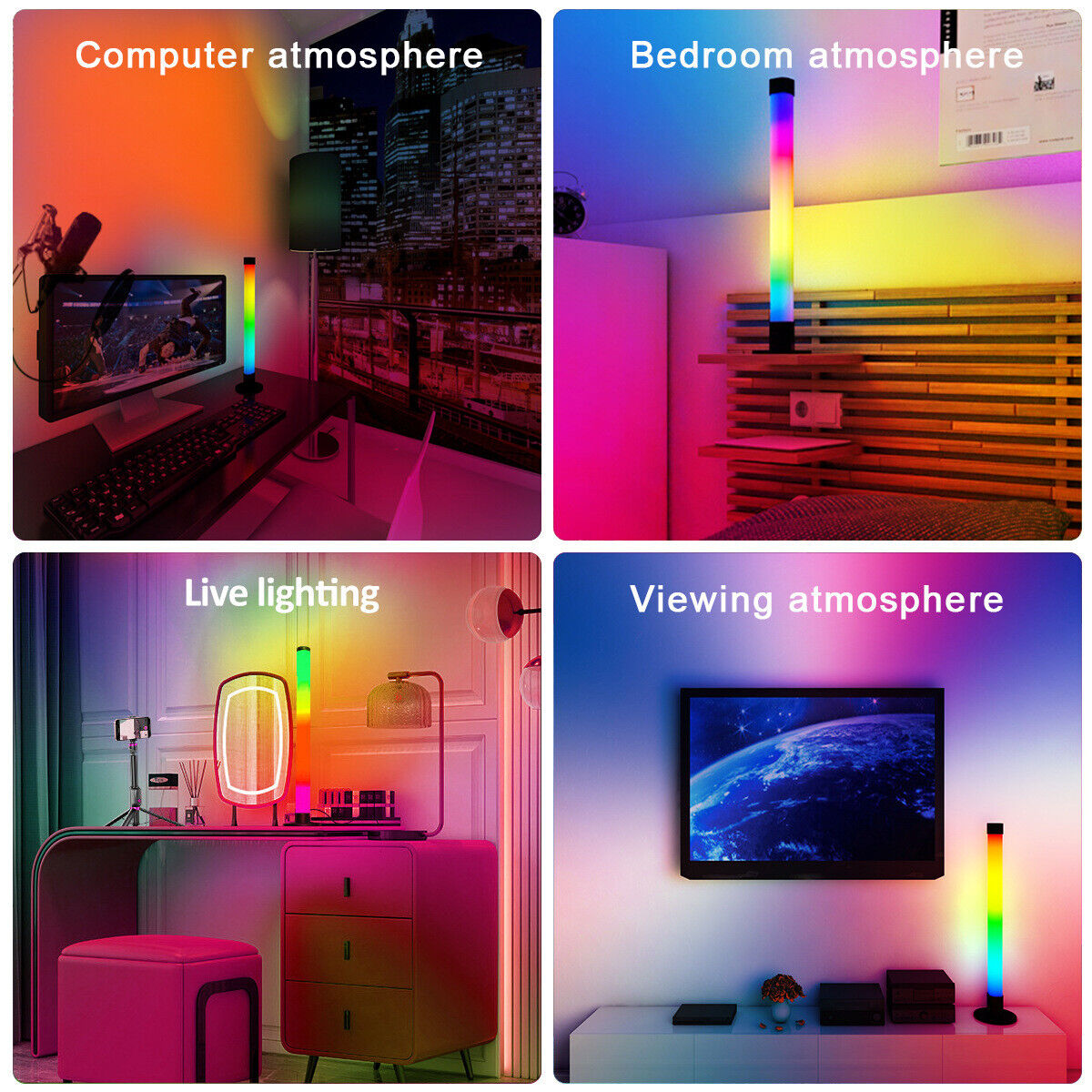 2PCS LED Voice-Activated Lights Wireless USB Pickup Music Sound Control Colorful