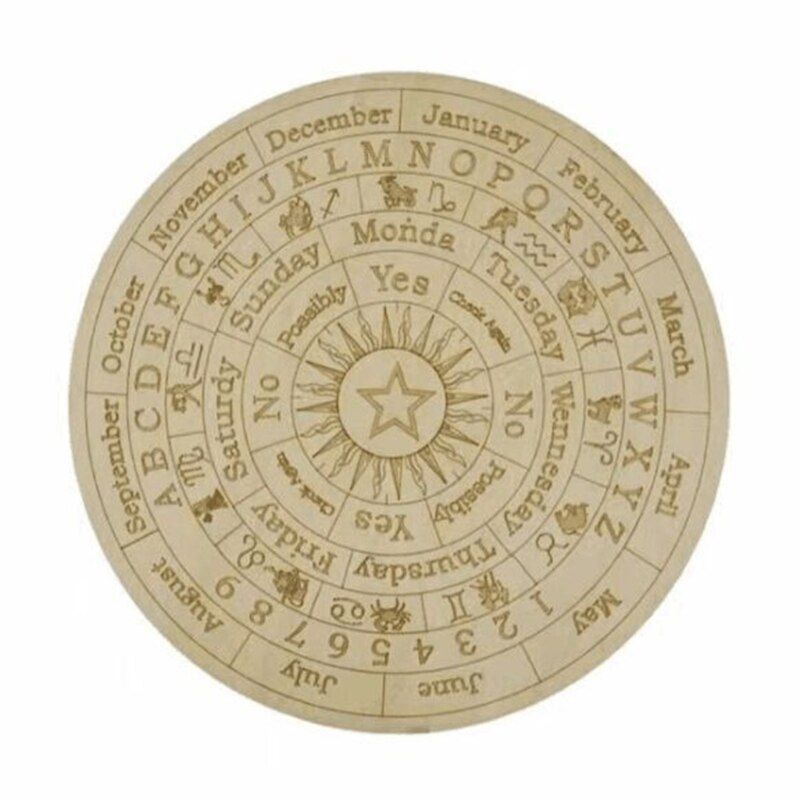 Meditation Board Divination Pendulum Star Sun Moon Healing Plate 25x0.3cm Wooden