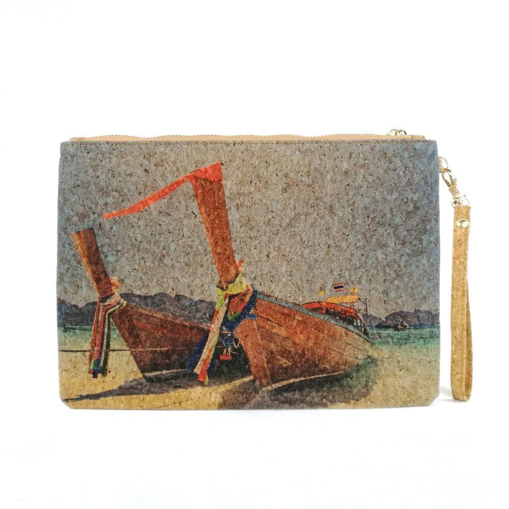 Natural Portugal Cork Handbag Clutch Sea Beach Boat Bags Wooden Purse Polyester