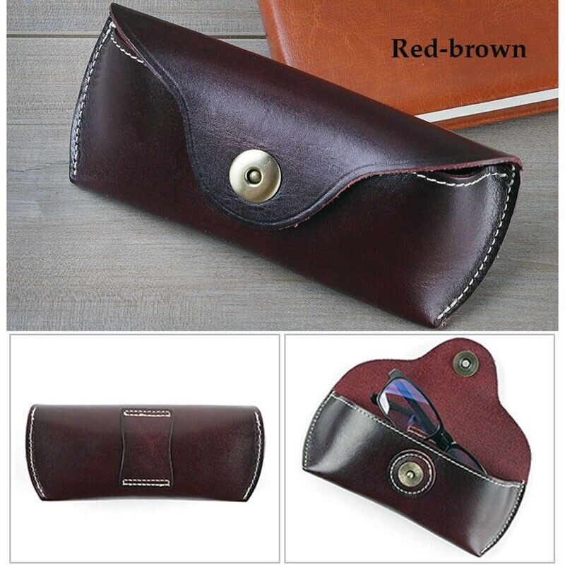 Men Women Glasses Cases Eyewear Holder Storage Box Pouch Leather Belt Bag 17x7cm