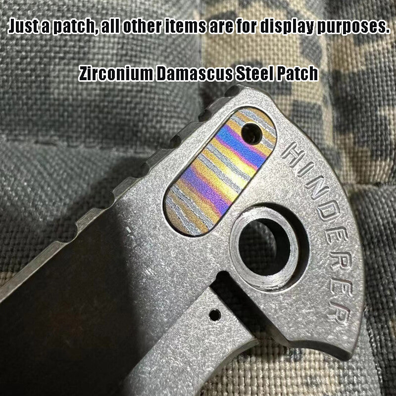 1PC Zirconium Damascus Clip Hole Patch for Rick Hinderer XM18 3.5”