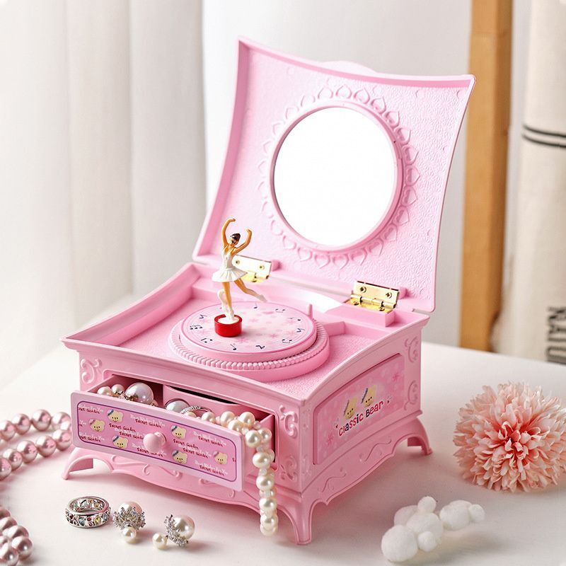 Music Box Plastic Classic Rotating Ballerina Piano Jewelry Holders 16x13.6x9.1cm
