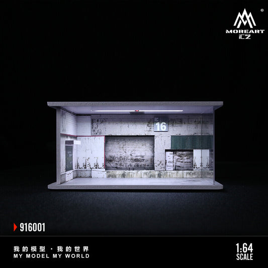1/64 Repair Shop Model With Light Garage Parking Lot Scene Display Case
