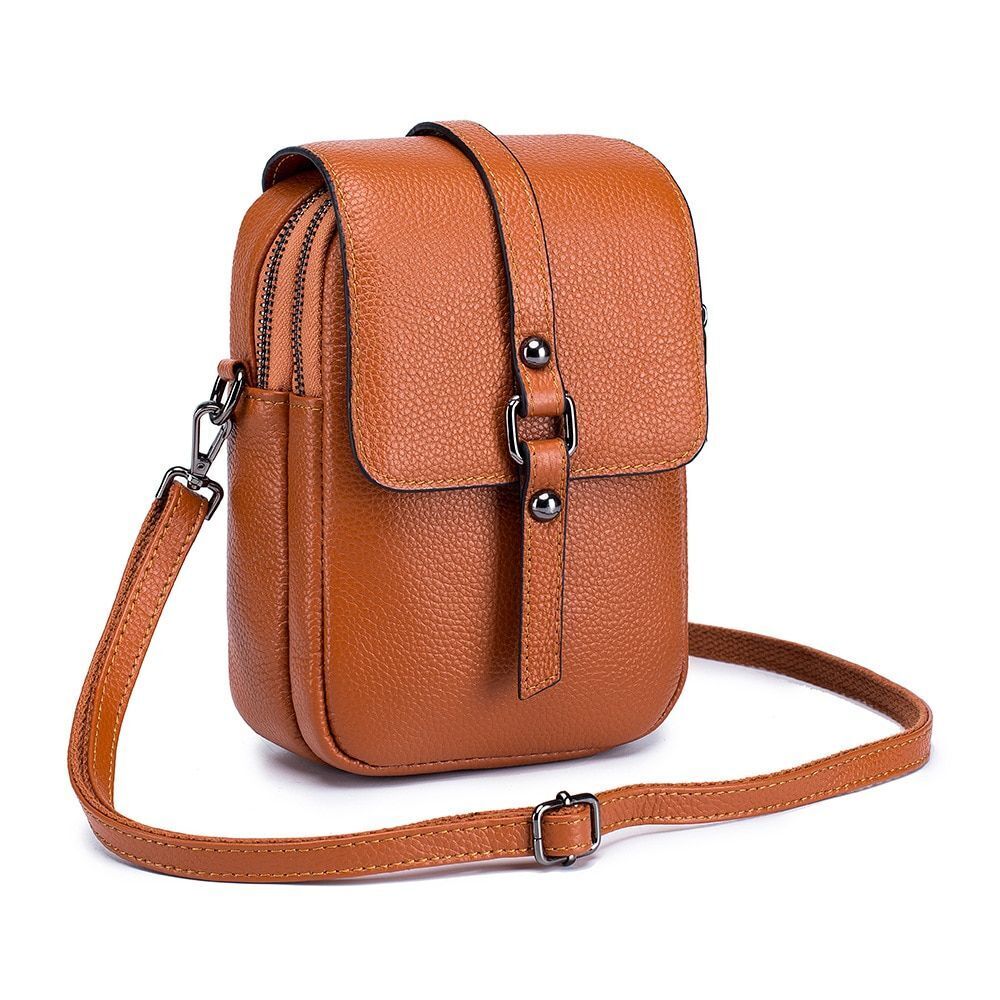 Women Shoulder Bag Genuine Leather Small Handbag Crossbody Purse Bucket Shape