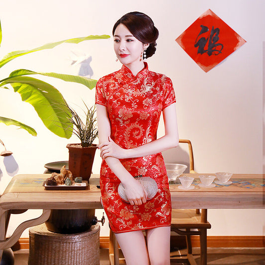 Chinese Traditional Cheongsam Women Silk Dress Prom Qipao Size S to 6XL