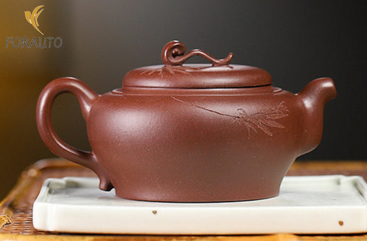 5.5" Chinese Yixing Zisha Pottery Purple Clay 270CC Handmade Ruyi Kung Fu Teapot