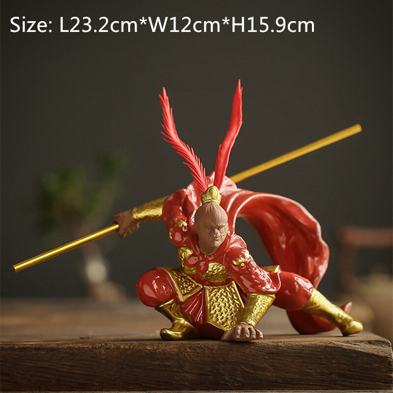 Handmade Craft Monkey King Statue Home Decoration Real Yixing Zisha Tea Pet New