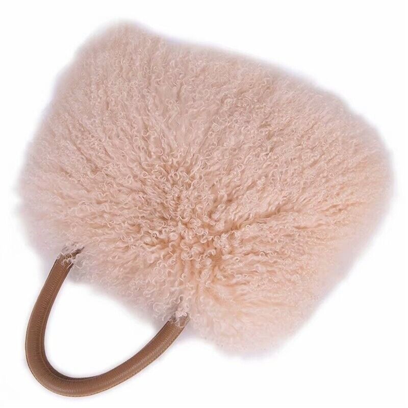 Women Real Mongolian Sheep Fur Handbags Ladies Casual Fluffy Fur Tote Bags