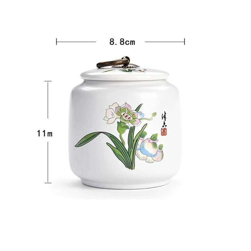 Ceramic Sealed Tea Caddies Spice Jar Candy Dried Fruit Storage Teaware Container