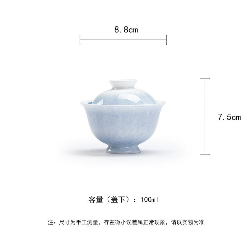1pc Hand-drawn Sprinkle Blue Butterfly Love Flower Er Cai Gaiwan Tea Cup