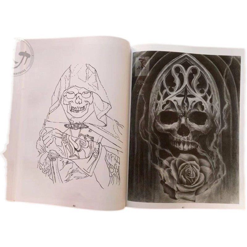 Tattoo Manuscript European Style Skull Ghost Body Art Design Tattoo Flash Book