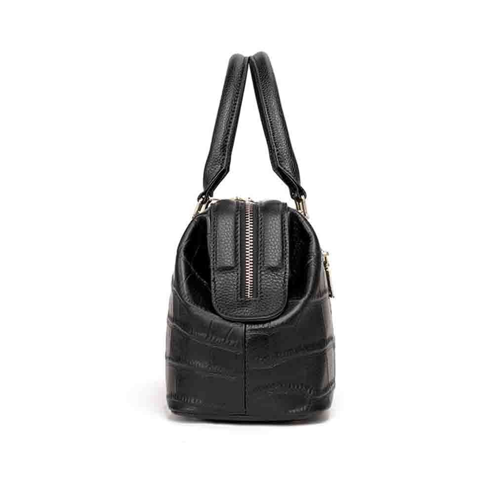 Leather Bag Large Handbags Genuine Leather Stone Print Tote Daily Purses Zipper