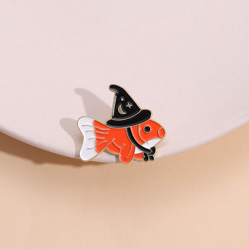 Creative Brooch Enamel Lapel Pin Fashion Badge Pin Charms Fish Hat Brooches Gift