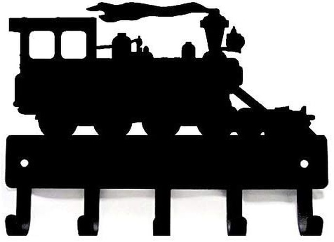 Steam Train Key Rack Hanger - 6 inch Wide/9 inch Wide Metal Wall Art