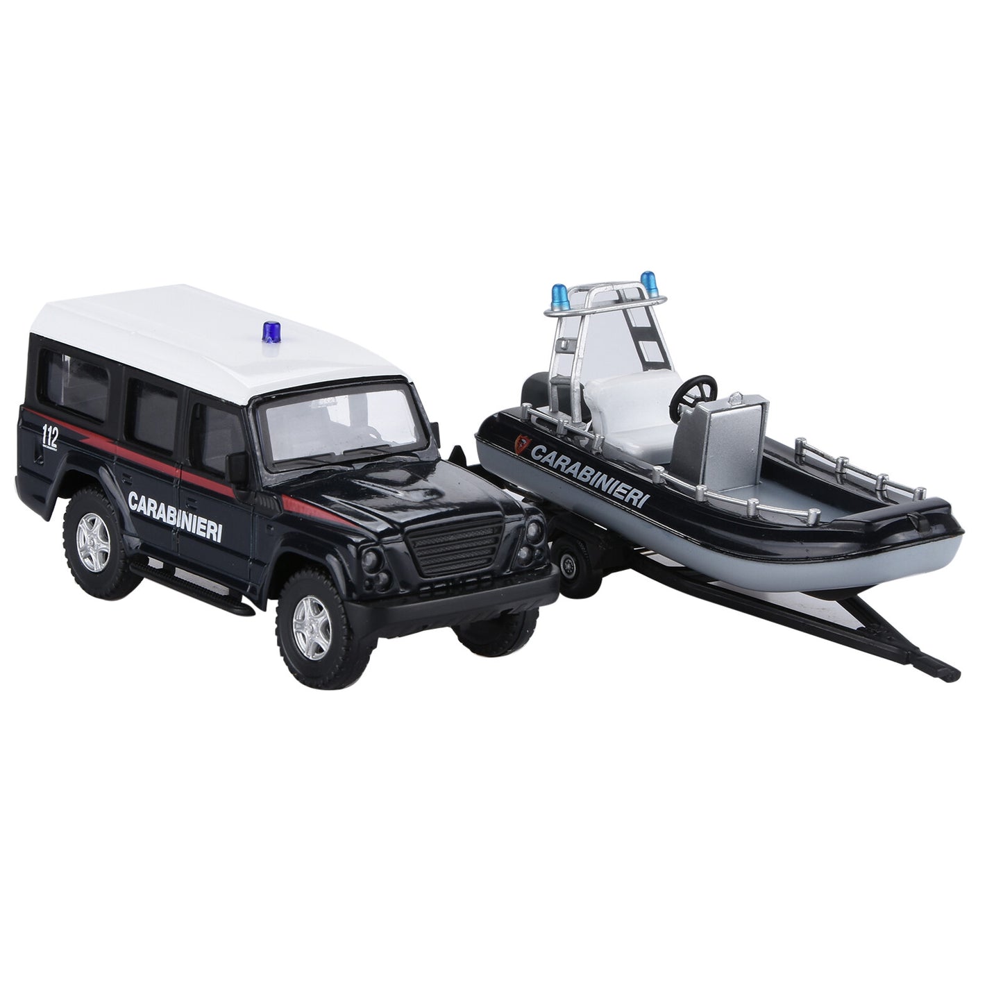 1/43 Coast Guard Police Fire Truck Speedboat Trailer Alloy Model Toy For Kid