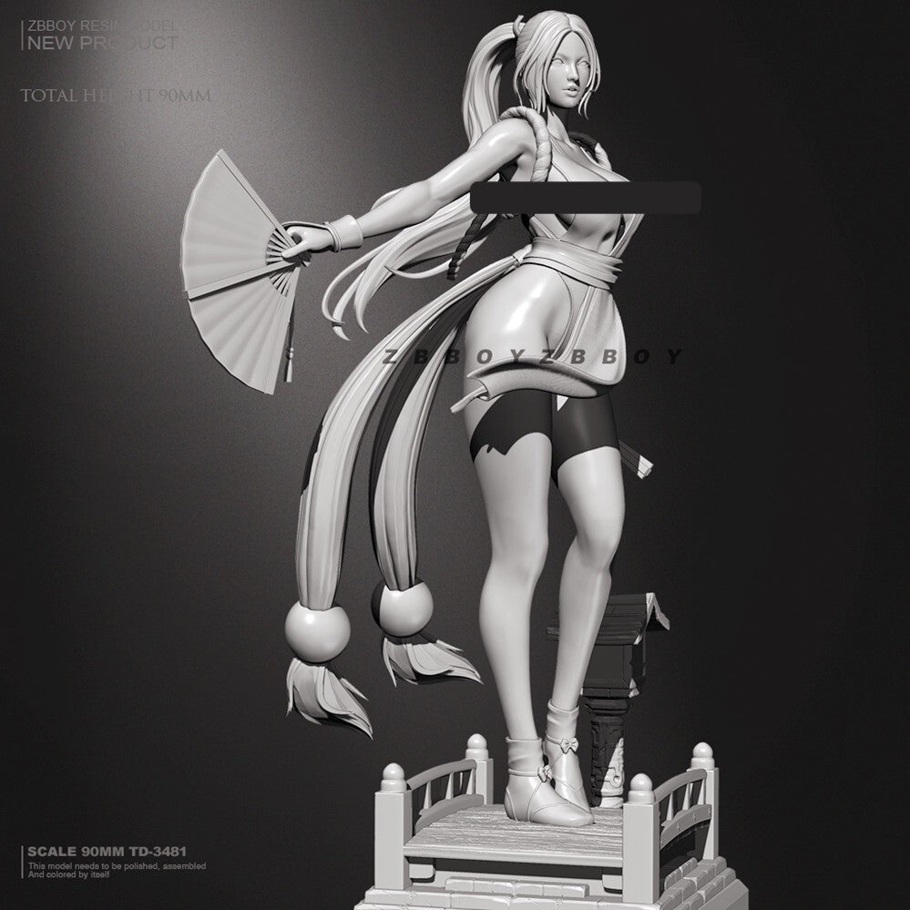1/18 resin figures model H/90mm Boxer Mai Shiranui W/Base Unassembled Unpainted