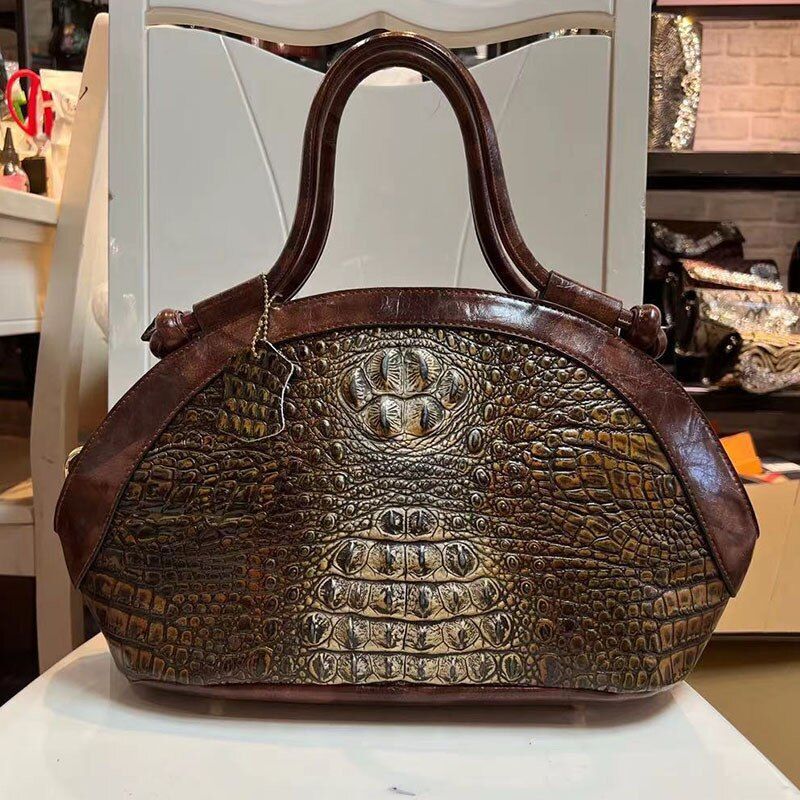 Luxury Shoulder Bag Pattern Handbag Genuine Leather Crossover Purse 31*11*22 CM